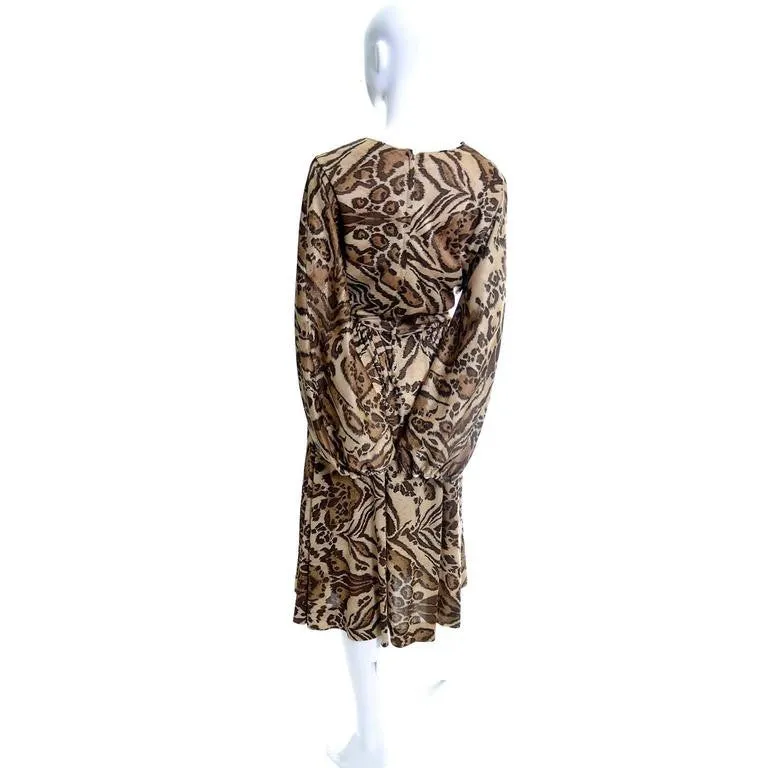 1970s Victor Costa I Magnin Animal Print Jersey Vintage Dress 10