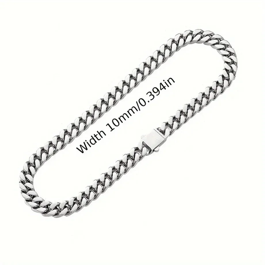 316L Stainless Steel Chain Necklace Bracelet Hip Hop8.10.12mm Cuban Chains Do Not Fade Necklace Fashion Jewelry for Women Men