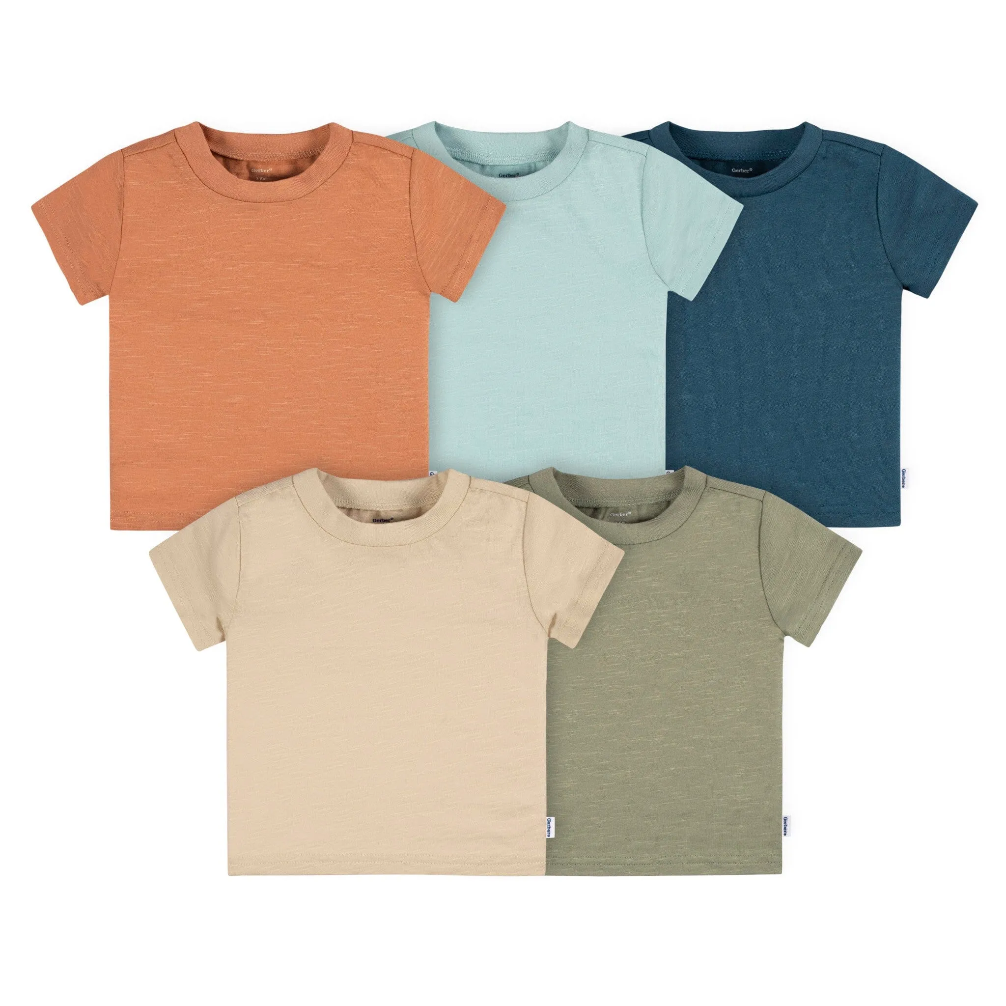 5-Pack Baby Neutral Blue & Green Short Sleeve Tees