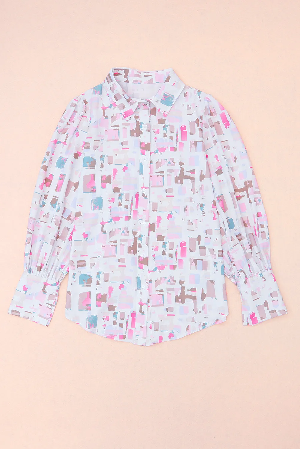 Abstract Lantern Sleeve Casual Shirt