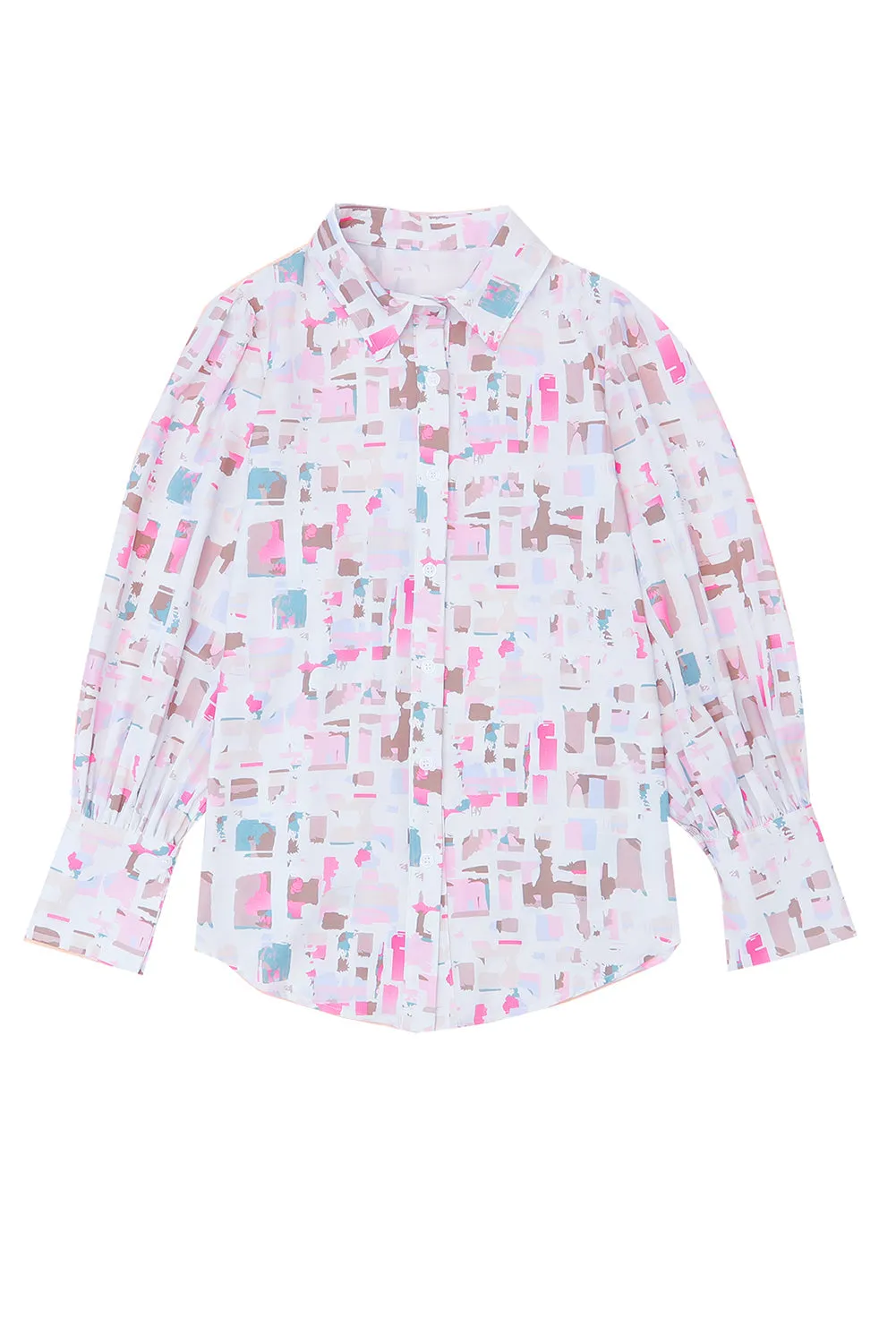 Abstract Lantern Sleeve Casual Shirt