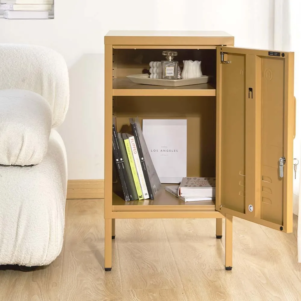 ArtissIn Mini Metal Locker Storage Shelf Organizer Cabinet Bedroom Yellow