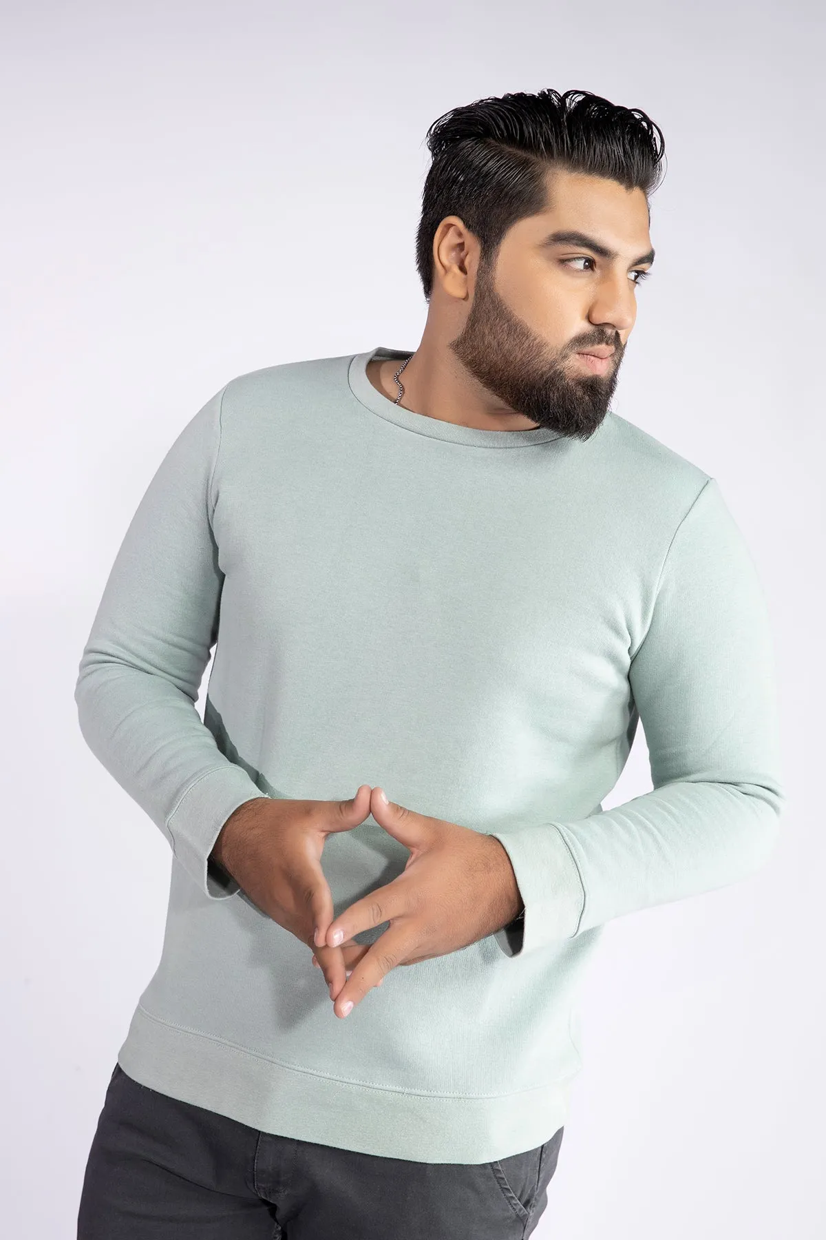 Basic Tea Green Sweatshirt (Plus Size) - W21 - MSW011P