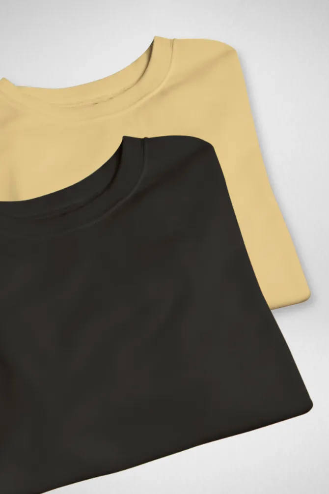 Black and Beige Lightweight Oversized T-shirts Combo for Women