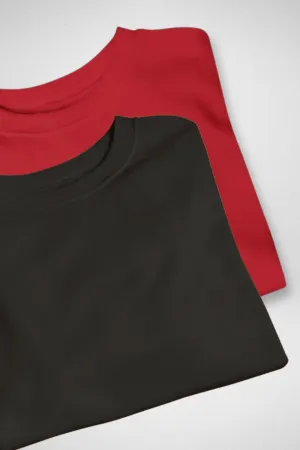 Black and Red Oversized T-Shirts Combo for Women