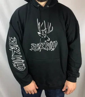 Black Buck Wild Hoodie with White Logo