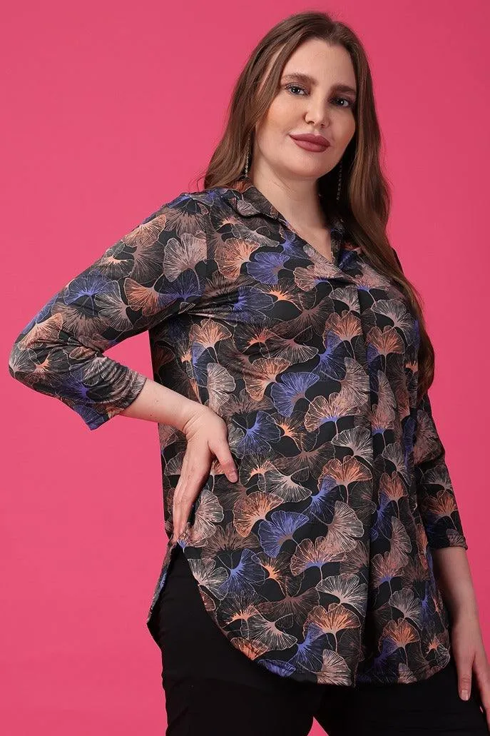 Black Floral Centre Pleated Top