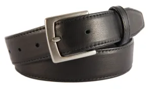 Black Smooth Leather Belt, Signature Buckle (Brushed Silver)