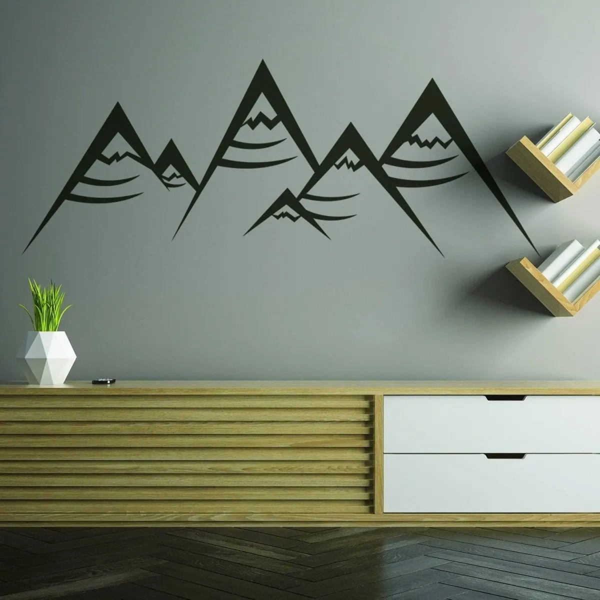 Boho Modern Vinyl Wall Decal - Geometric Peaks Design for Stylish Interiors