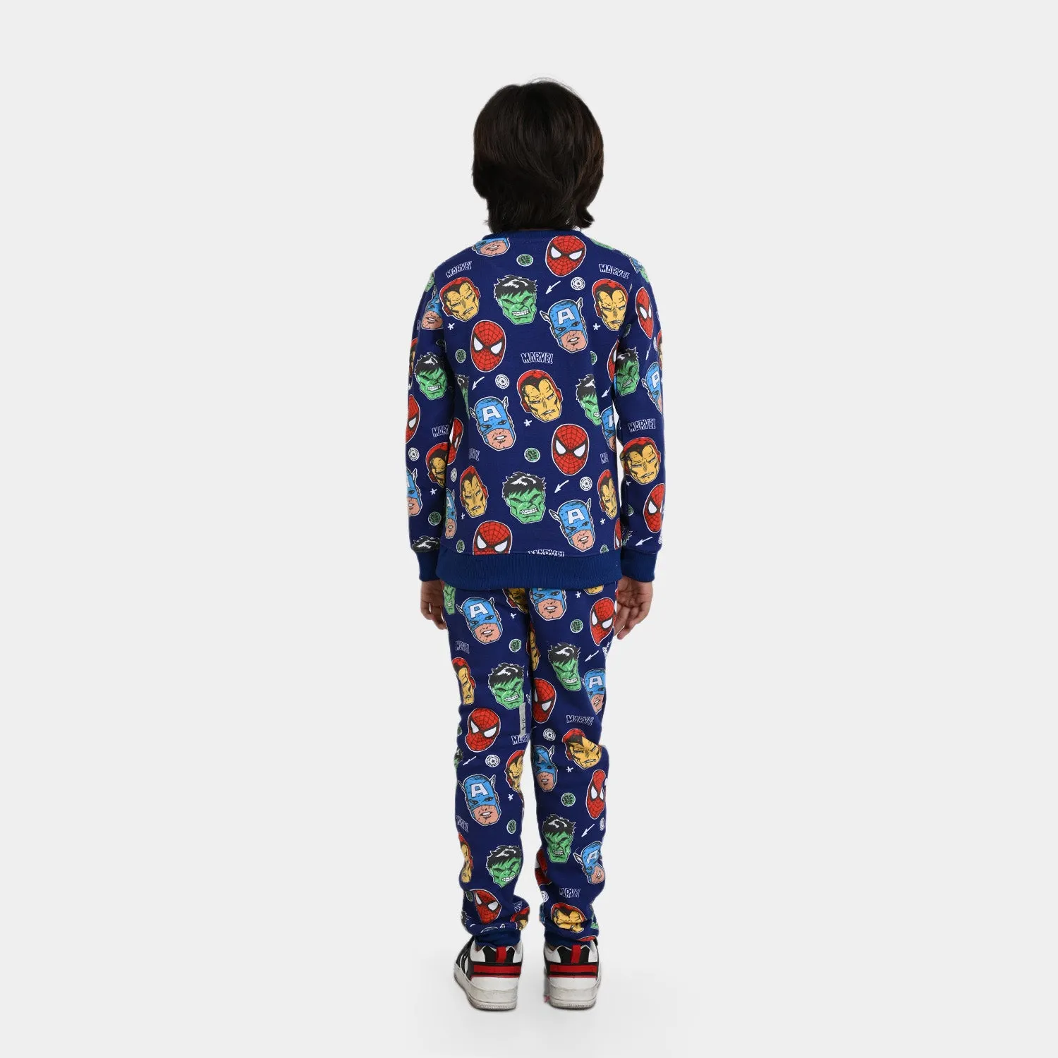 Boys Fleece 2 Piece Suit Printed-Navy Blue