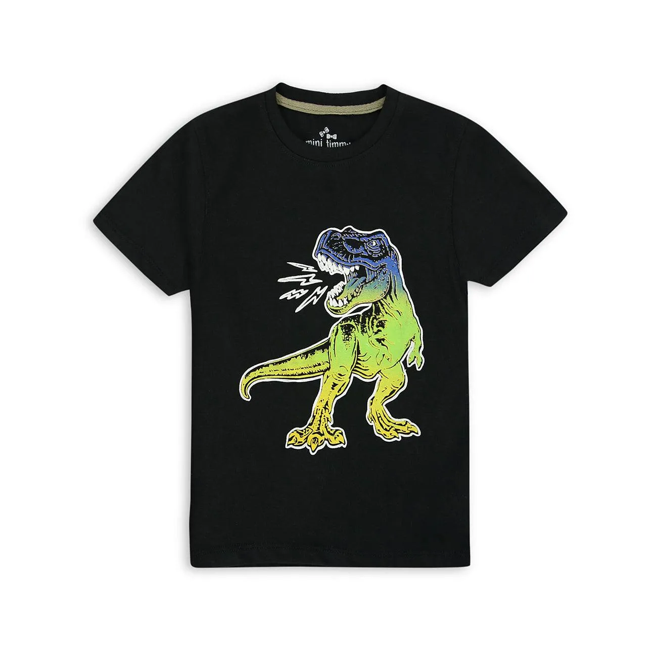 Boys "Dino" Printed Soft Cotton Black T-Shirt 9 MONTH - 10 YRS (MI-10965)