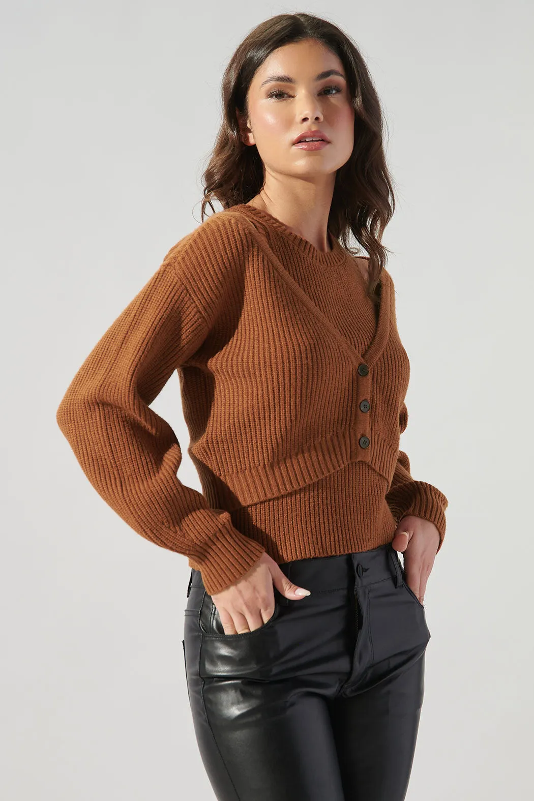 Charter Cropped Ribbed Knit Cardigan