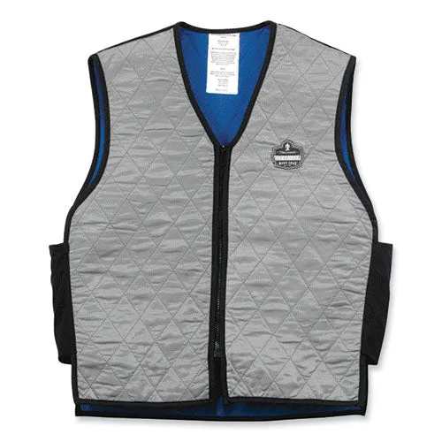 Chill-its 6665 Embedded Polymer Cooling Vest With Zipper, Nylon/polymer, Medium, Gray, Ships In 1-3 Business Days