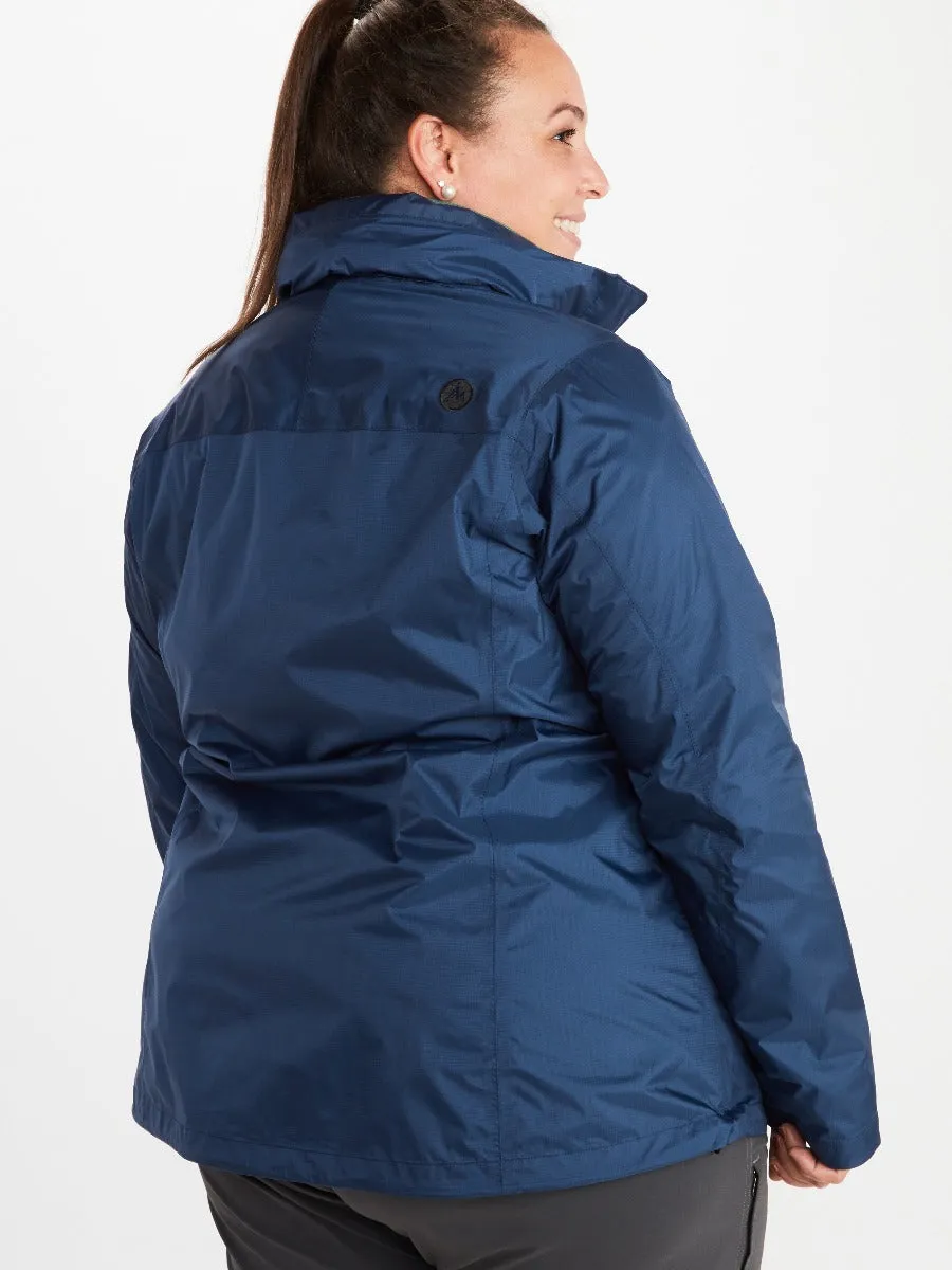 CLEARANCE - Marmot Precip Eco Womens Plus Size Rain Jacket Shell Navy Size 1X