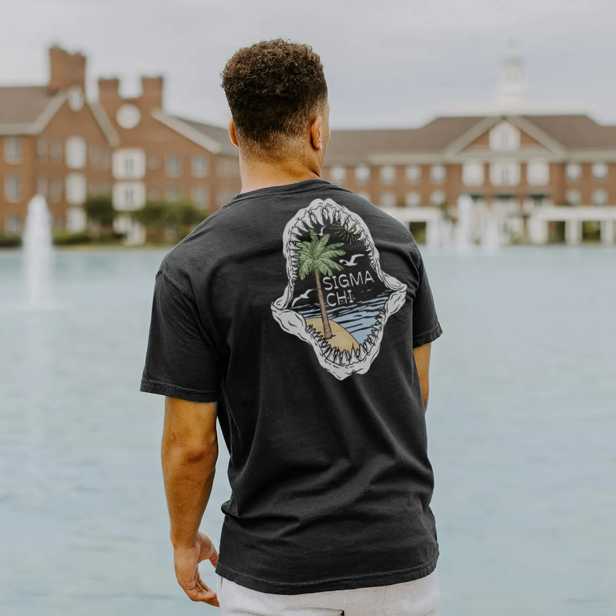 Comfort Colors Shark Bite Black Short Sleeve Pocket Tee