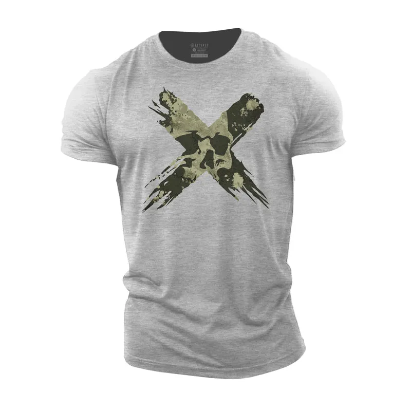 Crossed Skull Graphic Men's Fitness T-shirts