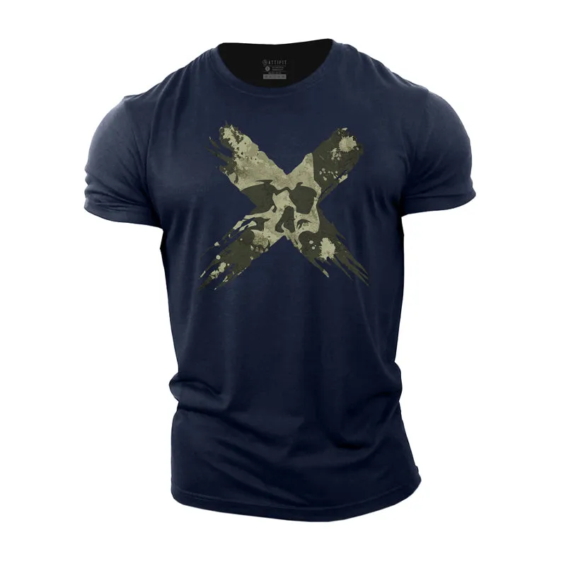 Crossed Skull Graphic Men's Fitness T-shirts