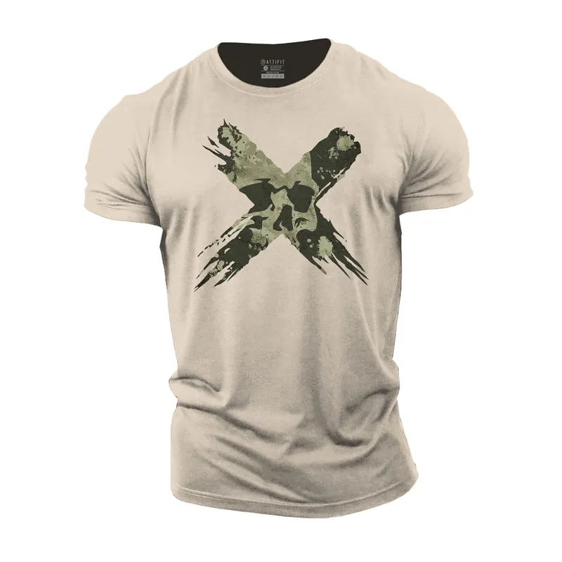 Crossed Skull Graphic Men's Fitness T-shirts