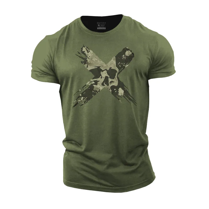 Crossed Skull Graphic Men's Fitness T-shirts