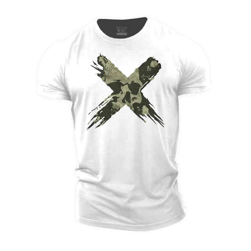 Crossed Skull Graphic Men's Fitness T-shirts