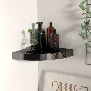 Floating Corner Shelf High Gloss Black 25x25x3.8 cm MDF