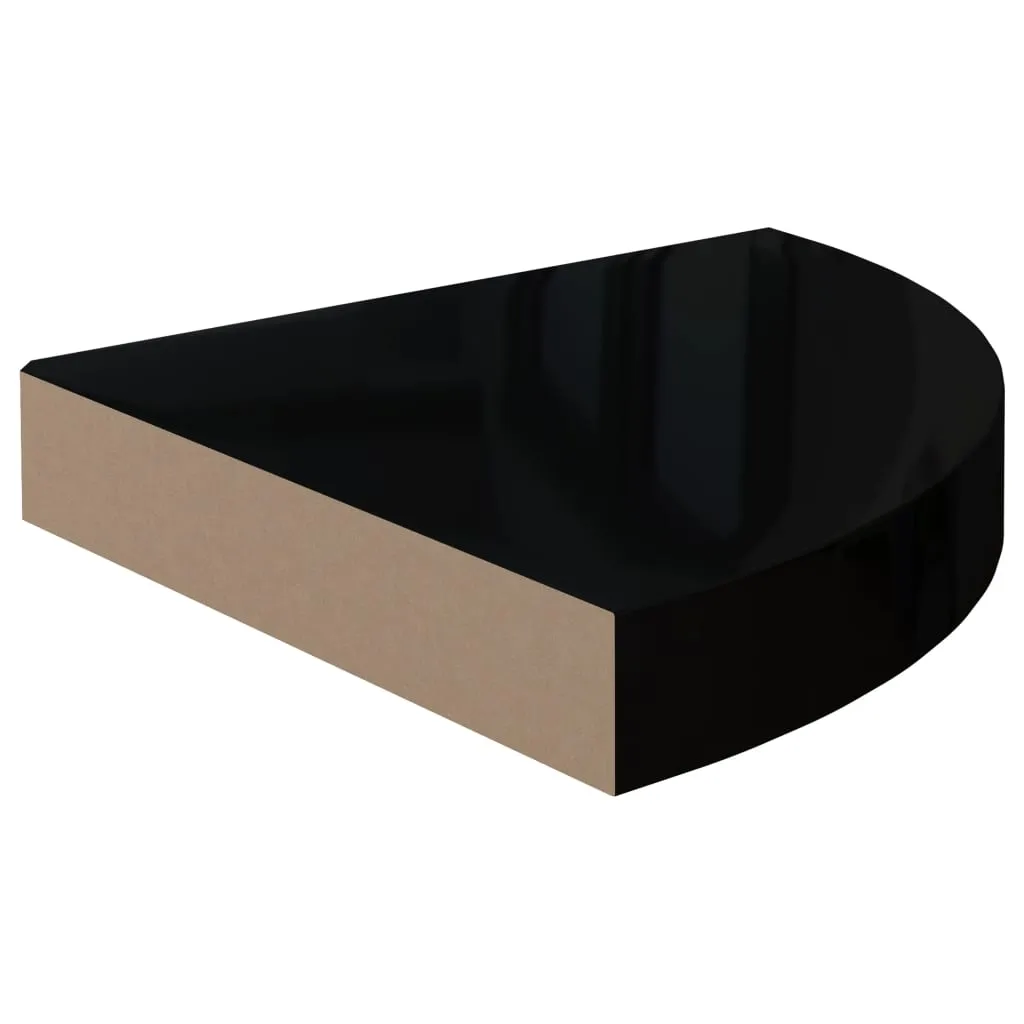 Floating Corner Shelf High Gloss Black 25x25x3.8 cm MDF