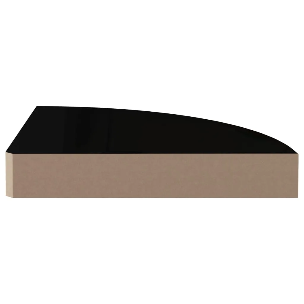 Floating Corner Shelf High Gloss Black 25x25x3.8 cm MDF