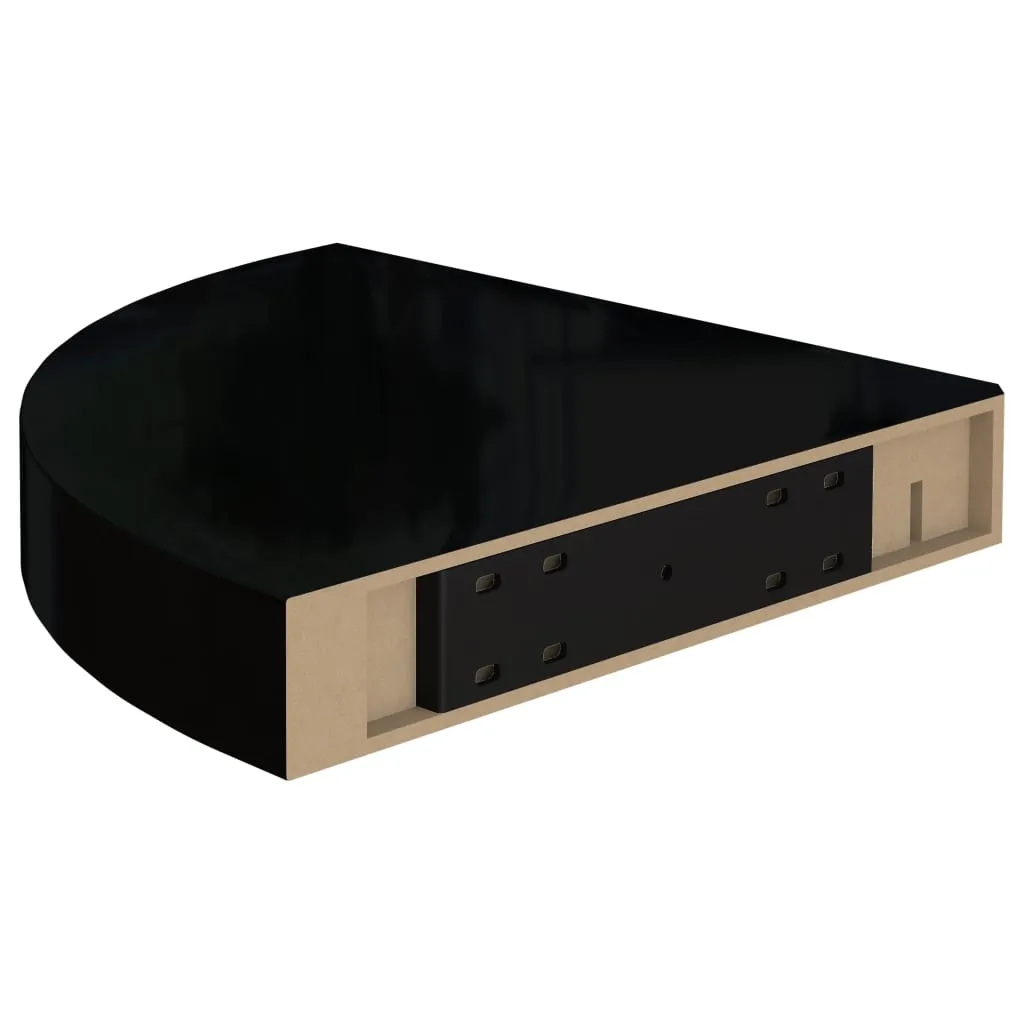 Floating Corner Shelf High Gloss Black 25x25x3.8 cm MDF