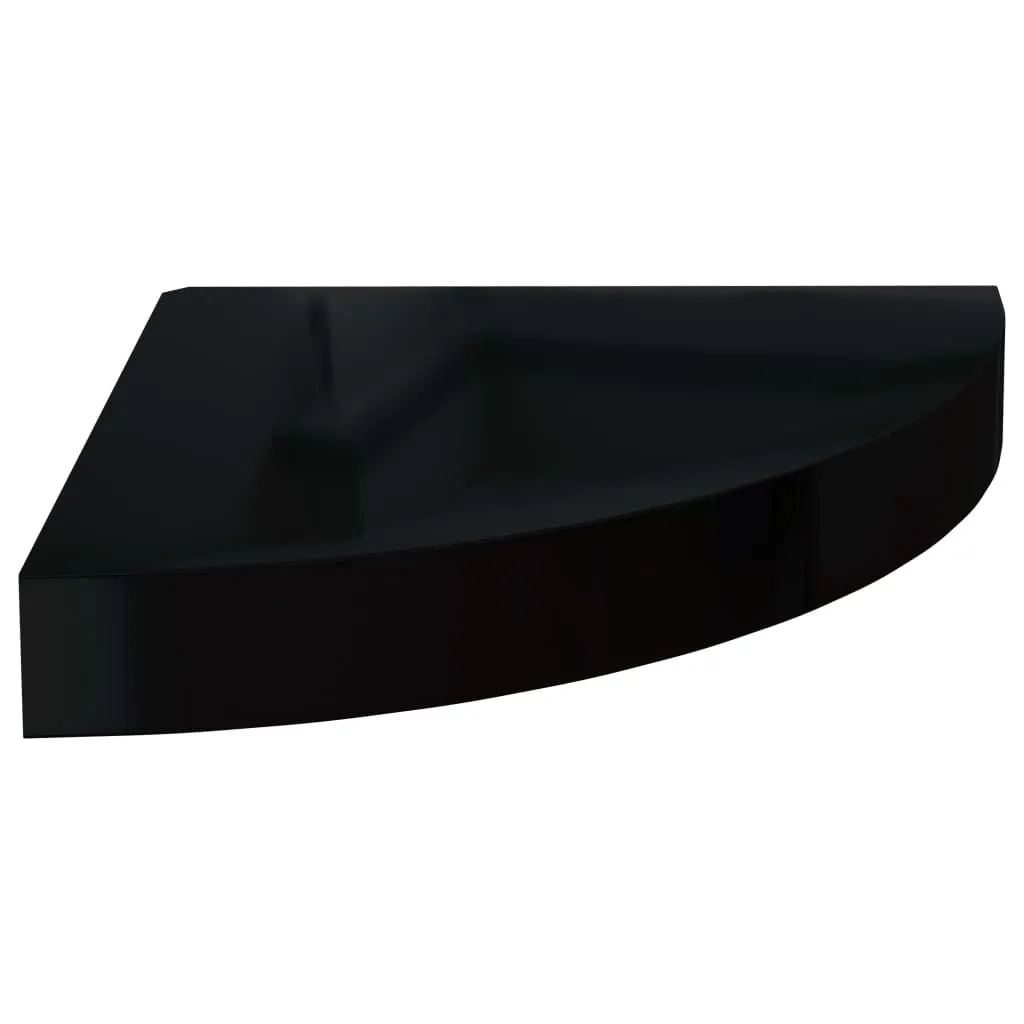 Floating Corner Shelf High Gloss Black 25x25x3.8 cm MDF