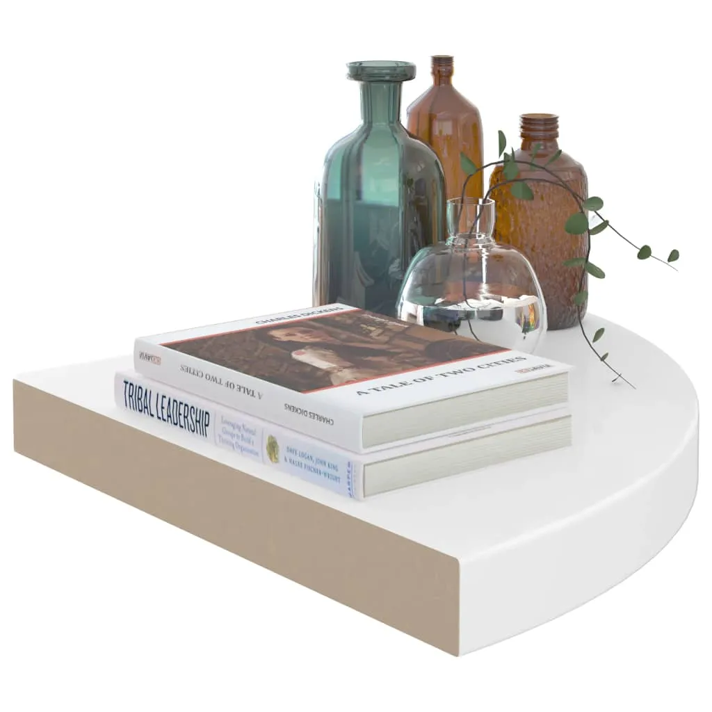 Floating Corner Shelf High Gloss White 35x35x3.8 cm MDF