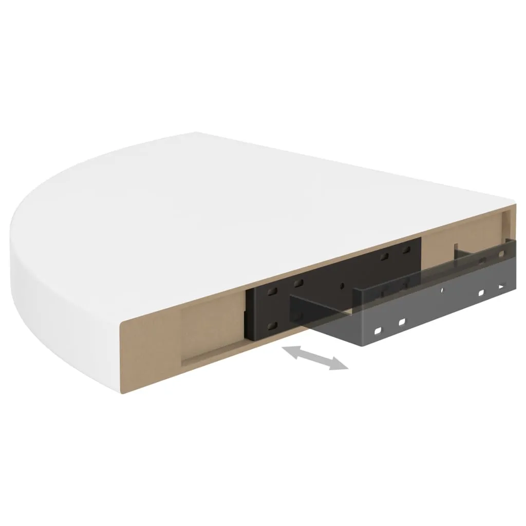 Floating Corner Shelf High Gloss White 35x35x3.8 cm MDF