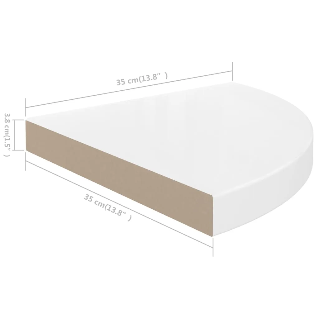 Floating Corner Shelf High Gloss White 35x35x3.8 cm MDF