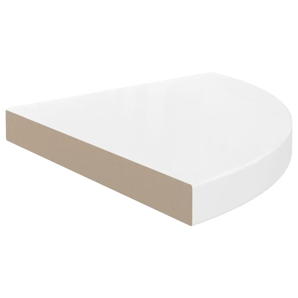 Floating Corner Shelf High Gloss White 35x35x3.8 cm MDF