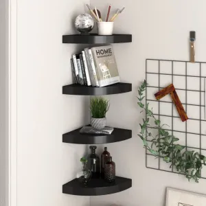 Floating Corner Shelves 4 pcs Black 25x25x3.8 cm MDF