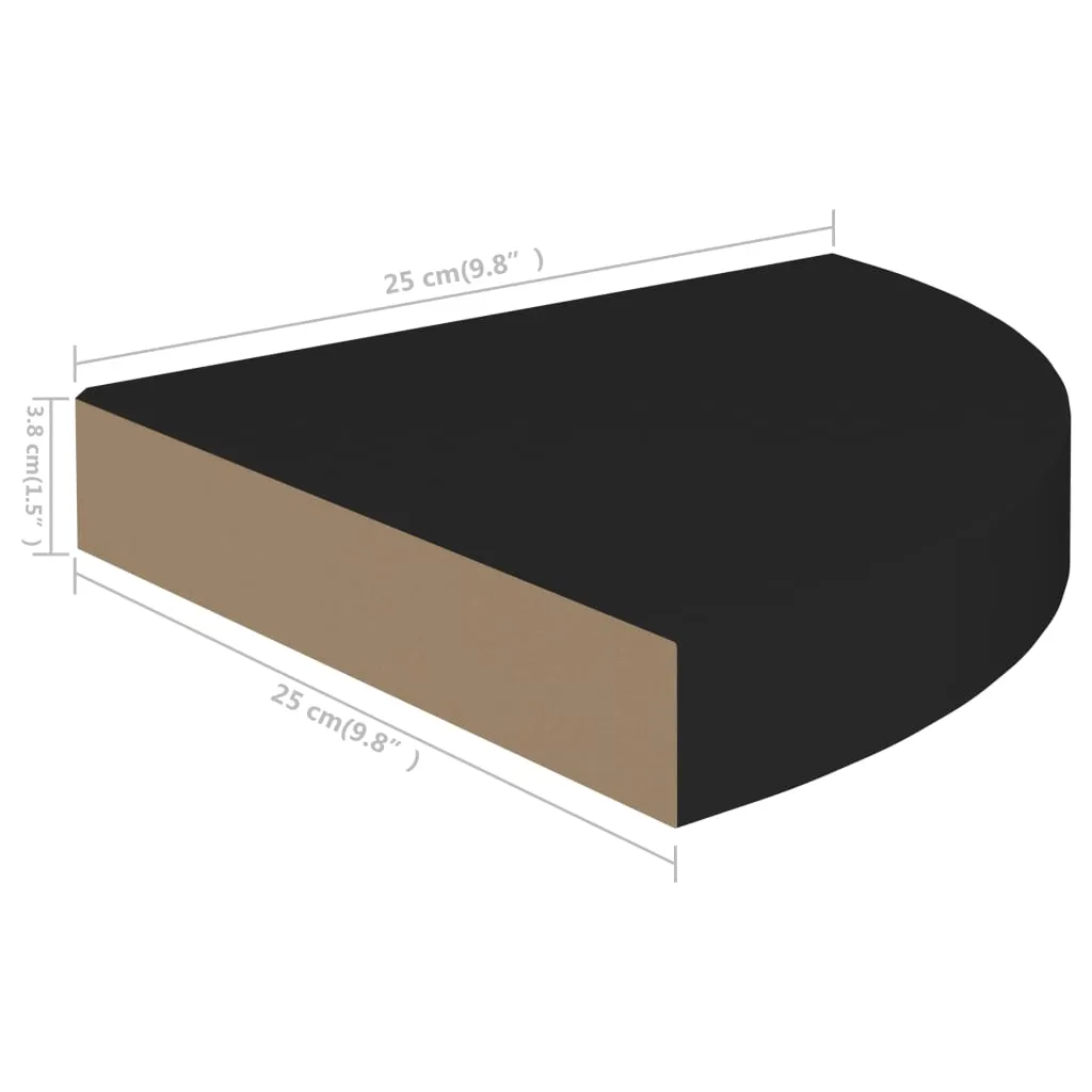 Floating Corner Shelves 4 pcs Black 25x25x3.8 cm MDF