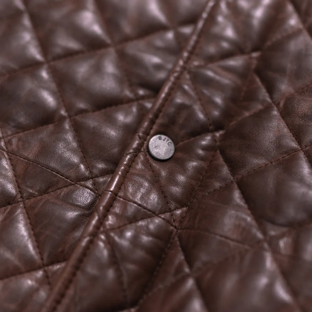 Highlands Quilted Leather Vest | Mahogany Brown