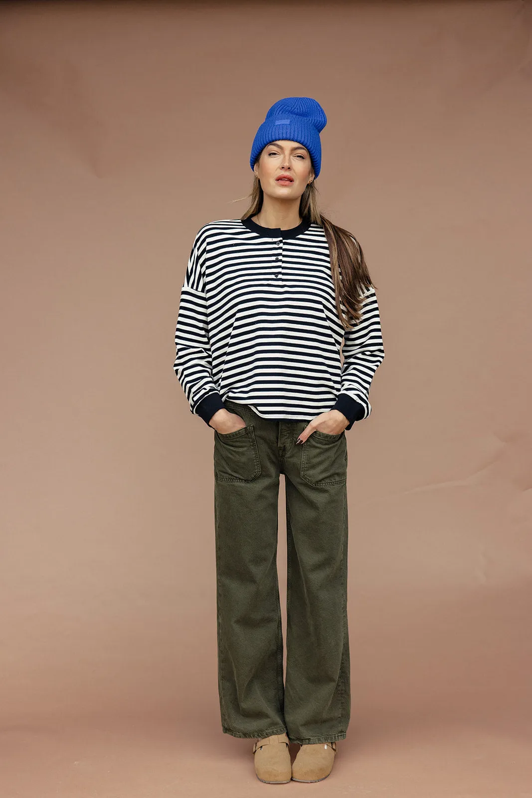 Jaelyn Henley Striped Pullover