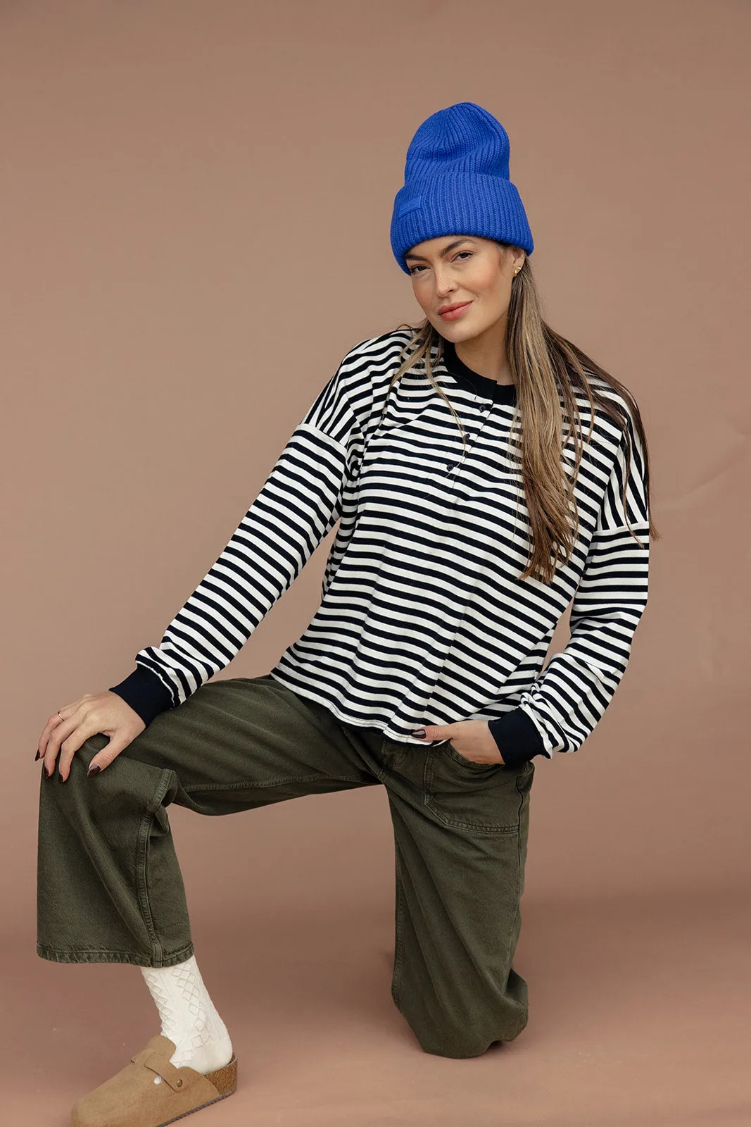 Jaelyn Henley Striped Pullover