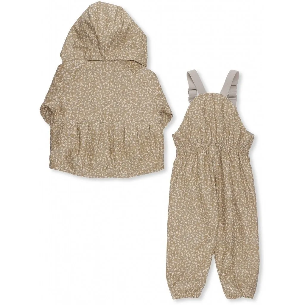 Konges Slojd Palme Rainwear Set Cotton Girl in Melodie, Dark Honey