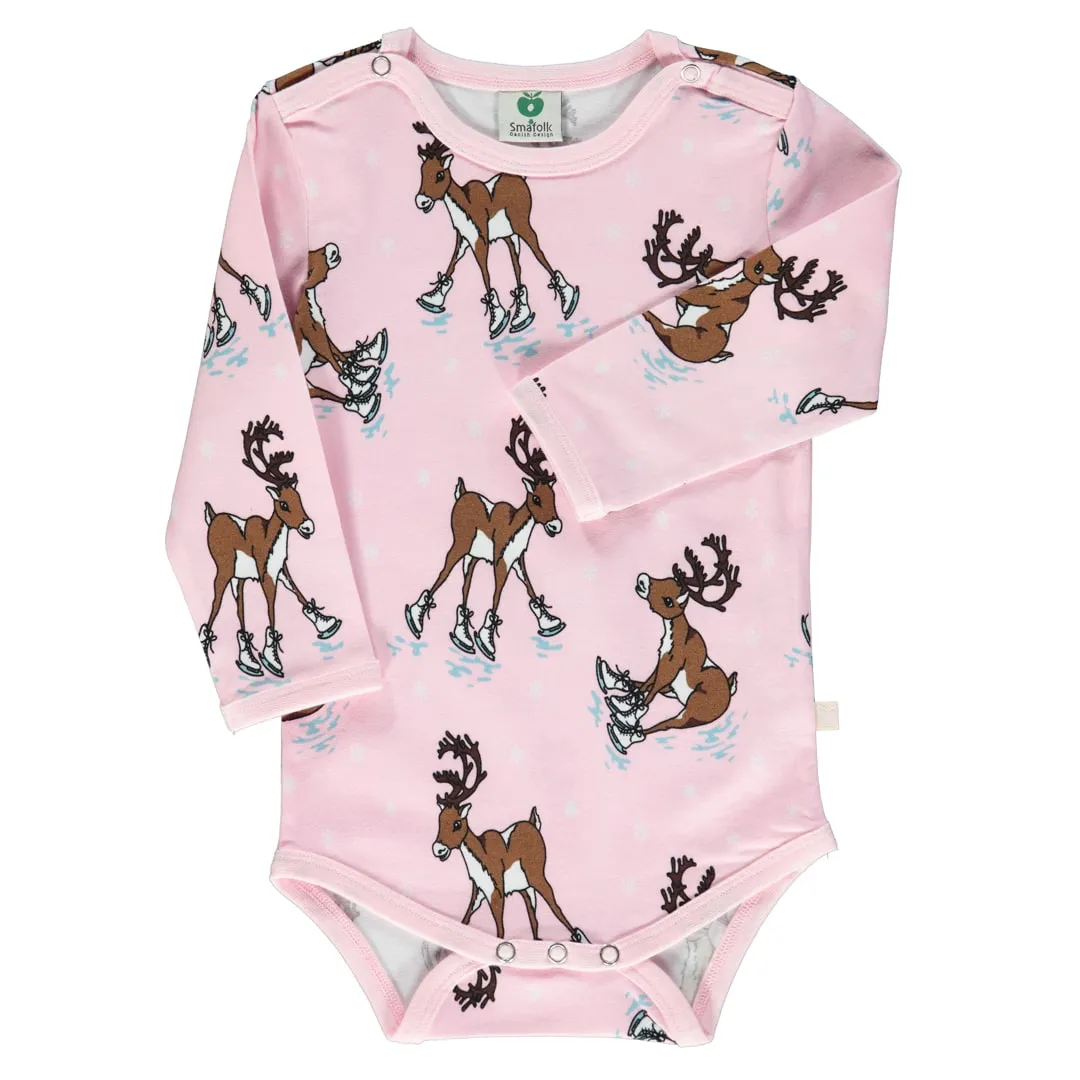 Long-sleeved baby body with reindeer