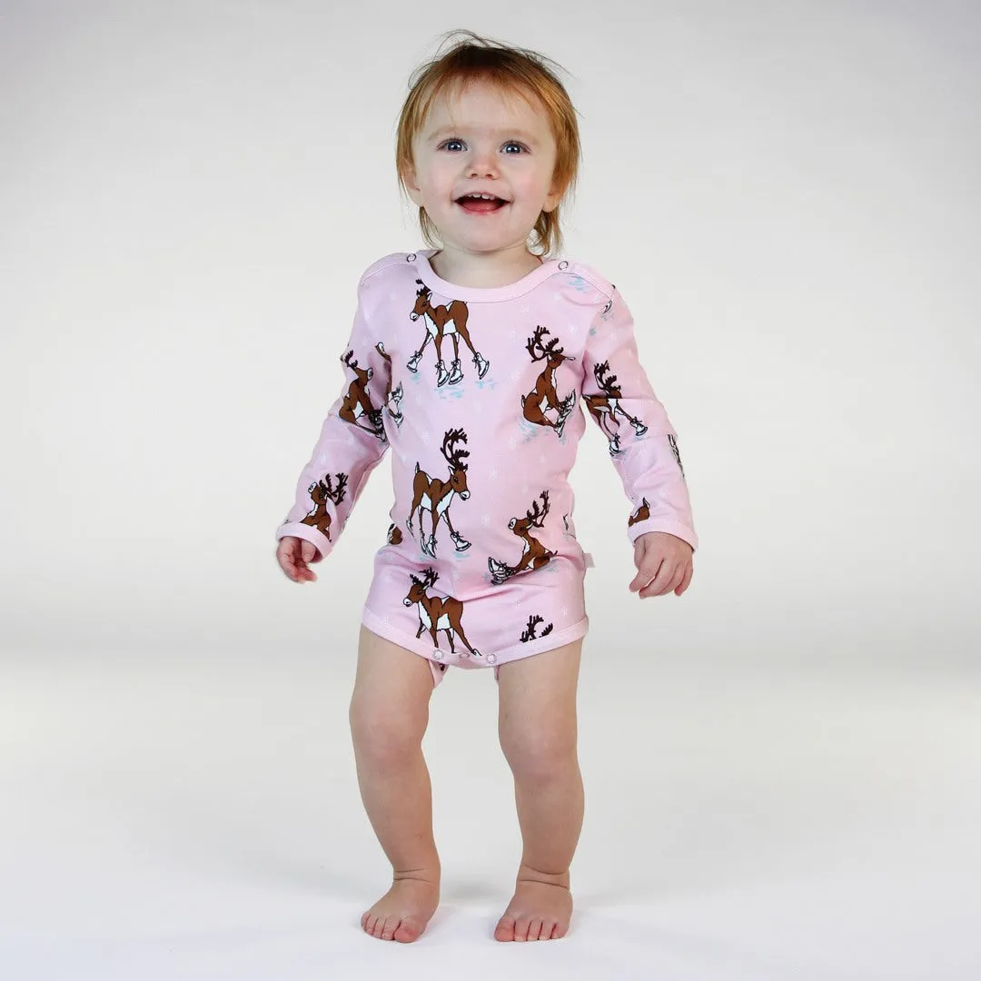 Long-sleeved baby body with reindeer