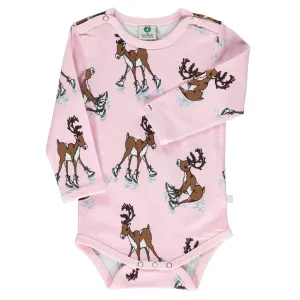 Long-sleeved baby body with reindeer