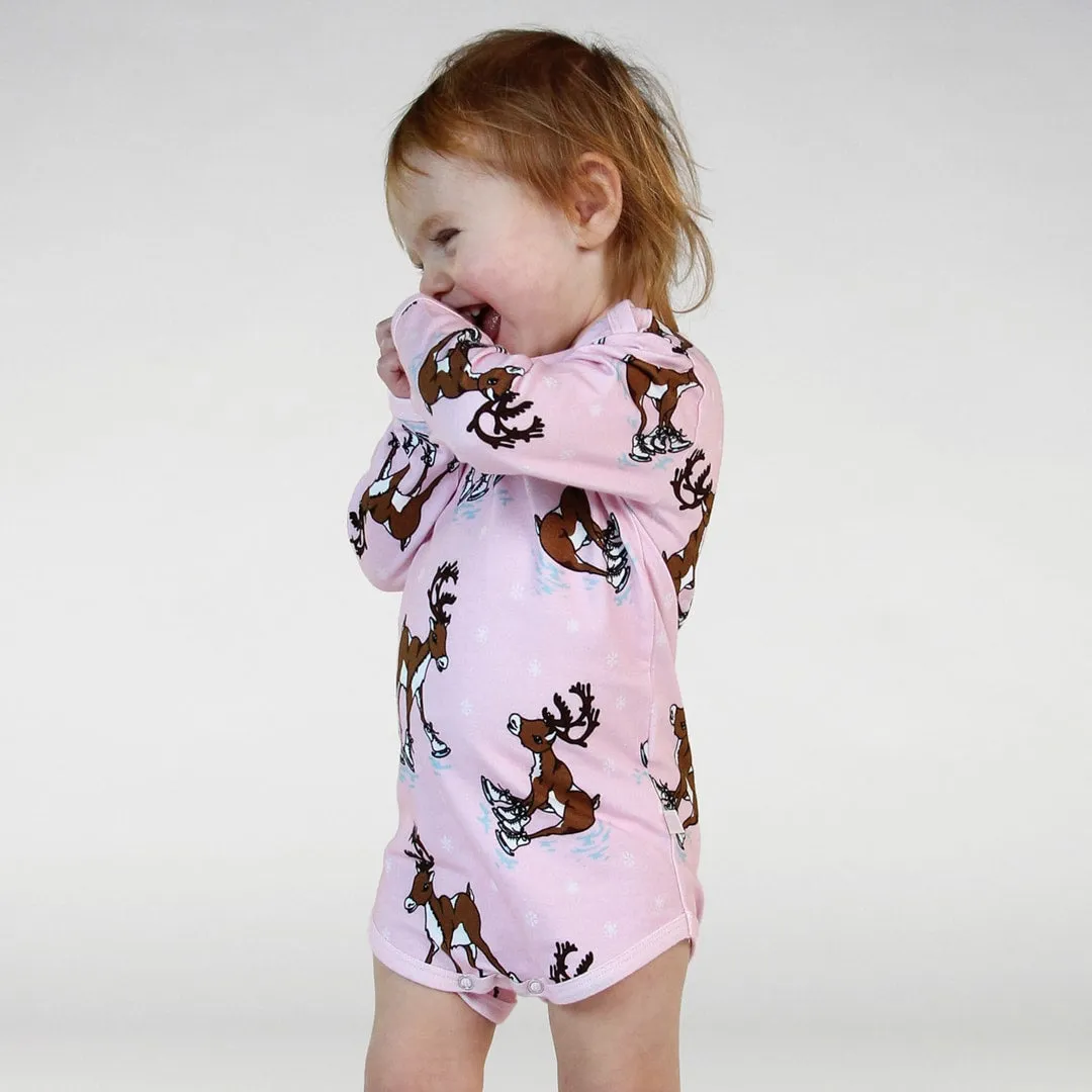 Long-sleeved baby body with reindeer