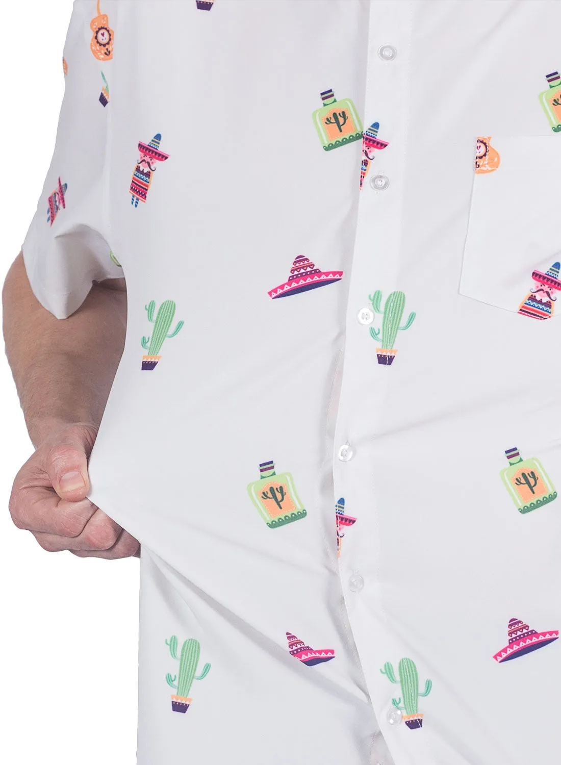 Mens Button Down Shirt - Fiesta Party ( Stretch )