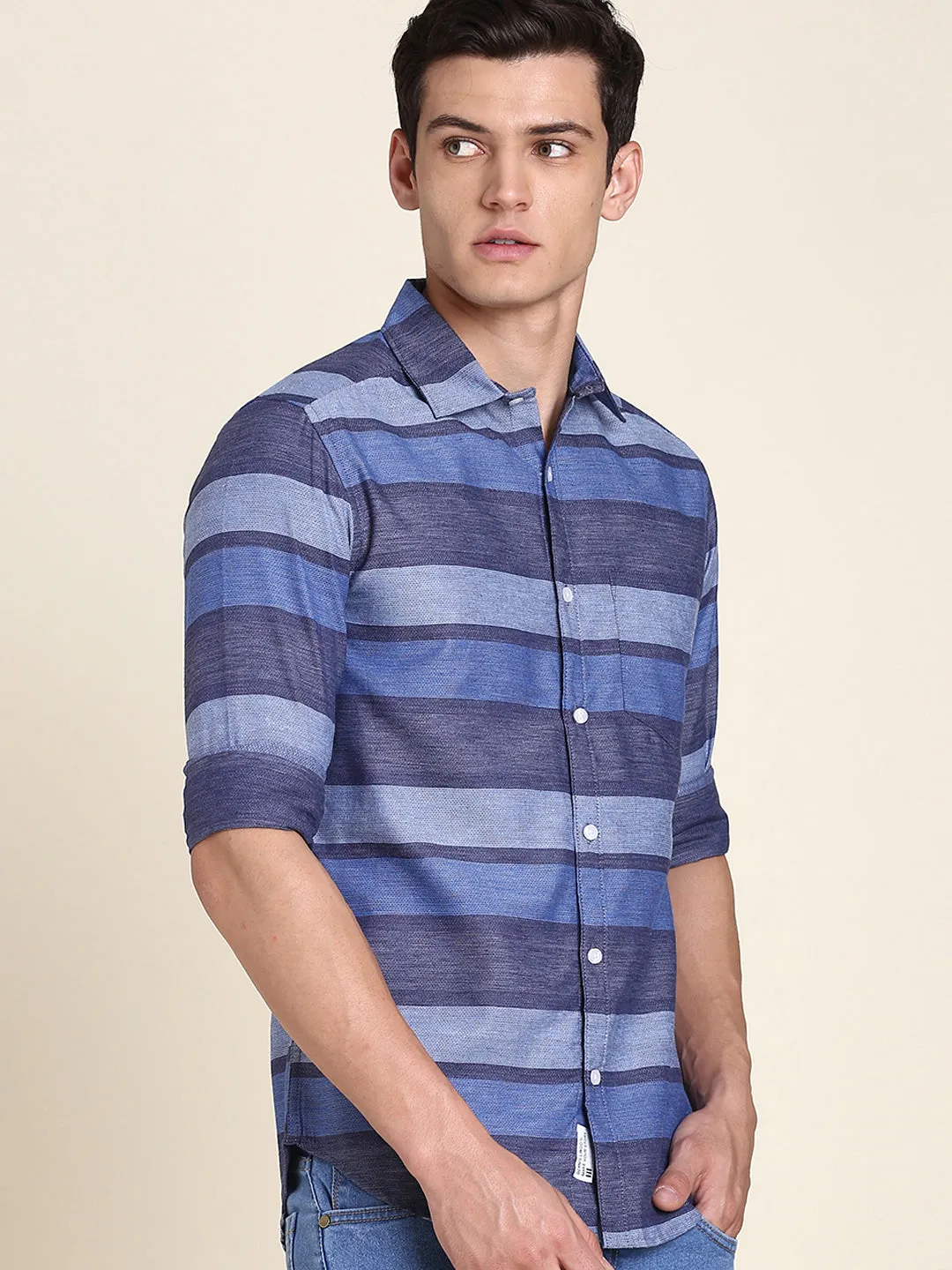 Men's Comfortable And Stylish Blue Casual Shirt