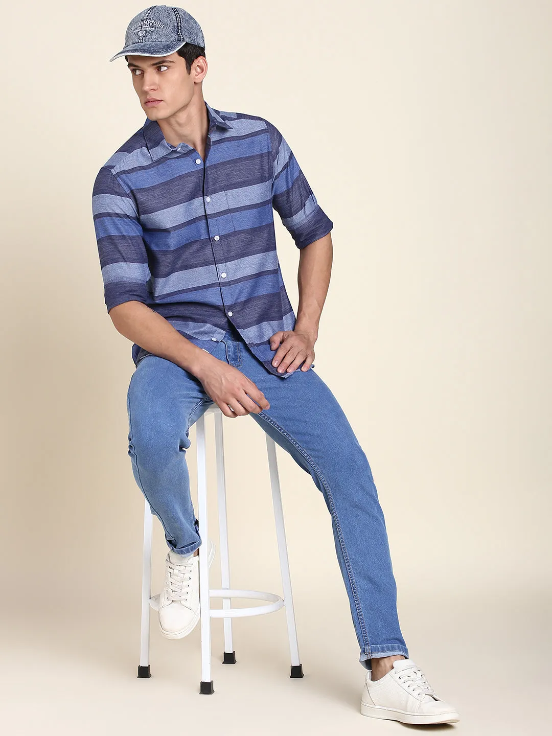 Men's Comfortable And Stylish Blue Casual Shirt