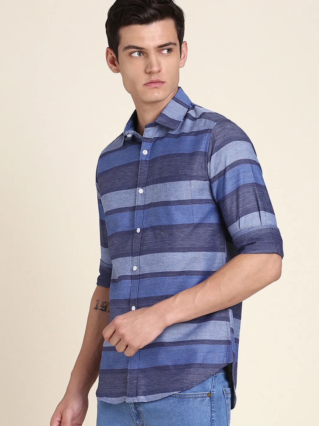 Men's Comfortable And Stylish Blue Casual Shirt