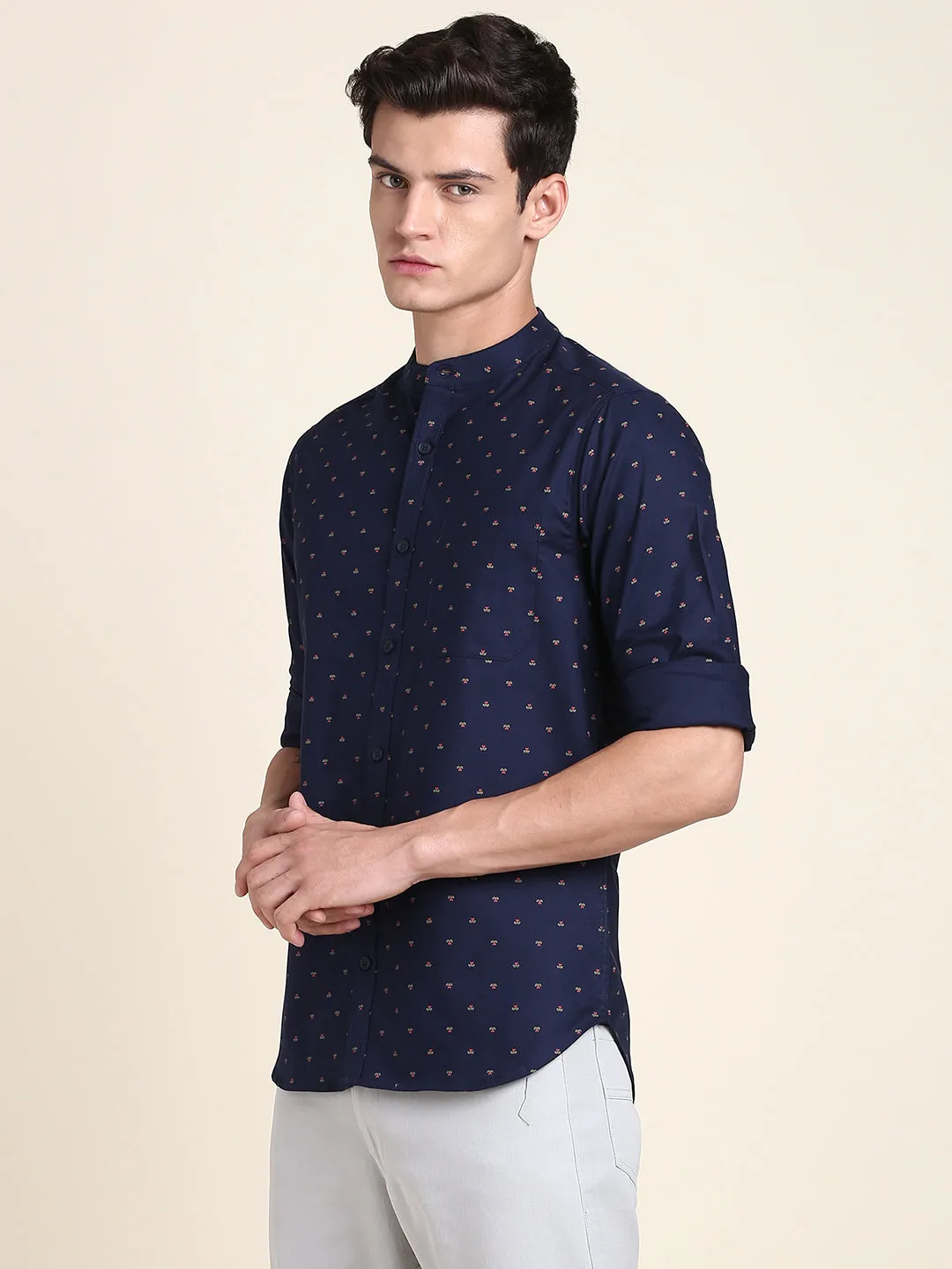 Men's Comfortable And Stylish Navy Casual Shirt