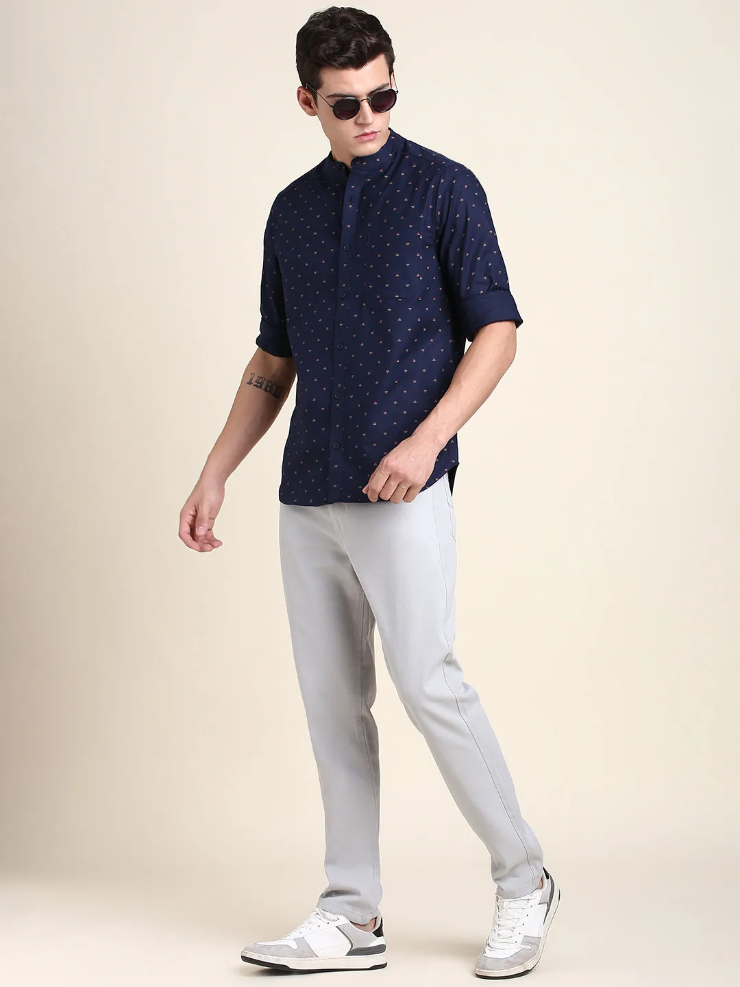 Men's Comfortable And Stylish Navy Casual Shirt