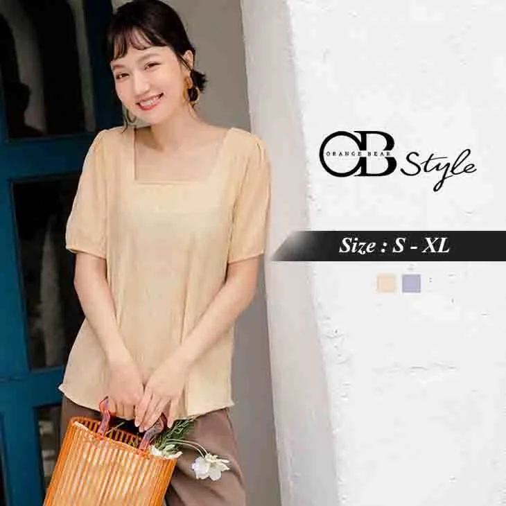 ORANGEBEAR SQUARE NECK SHORT SLEEVE TOPS